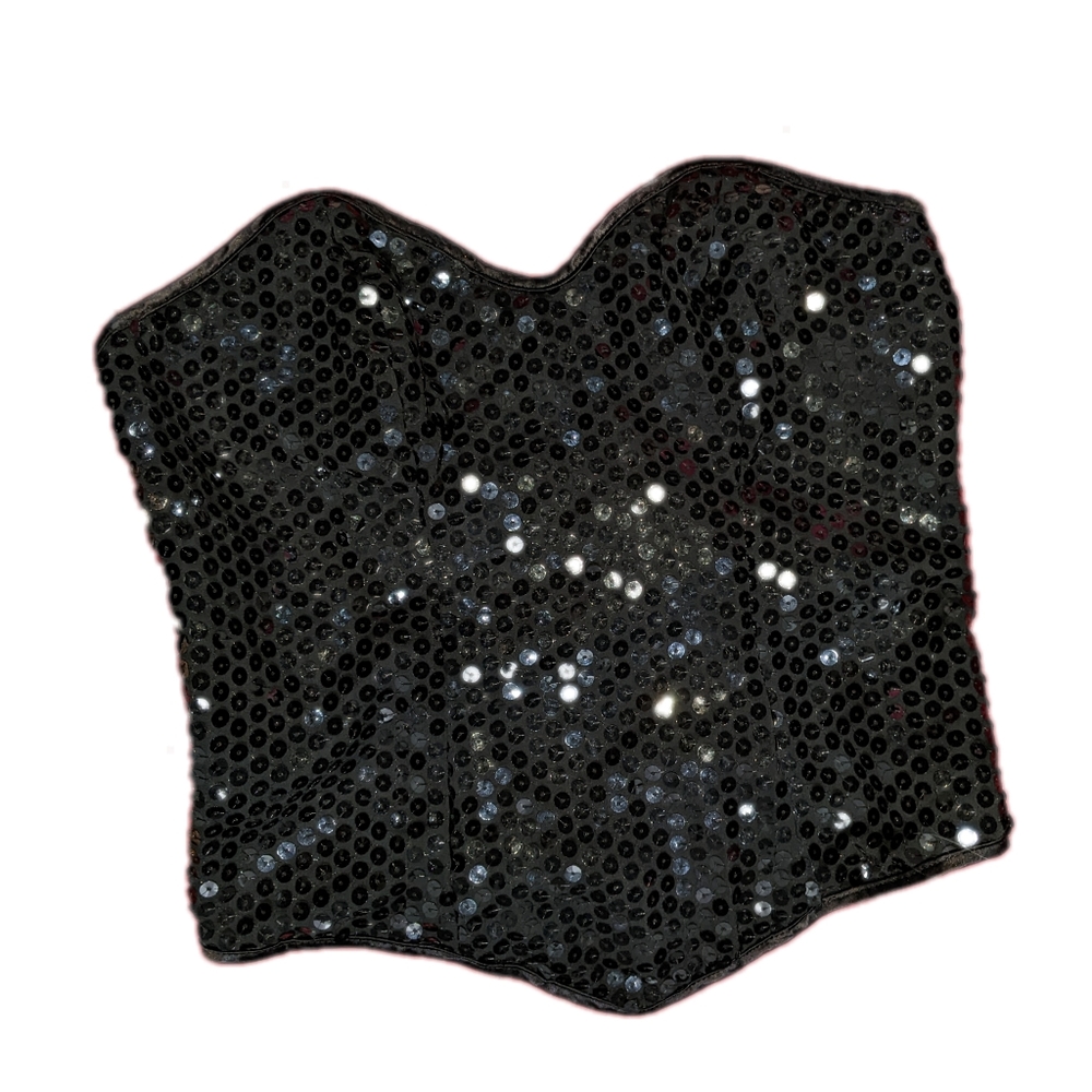 Black Sequin Corset Top